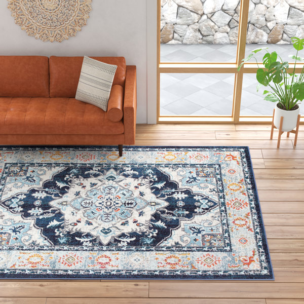 Langley Street Dax Oriental Machine Woven Blue/Beige/Orange Area Rug